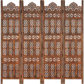 Medina Kamerscherm 4 panelen handgesneden 160x165 cm mangohout bruin