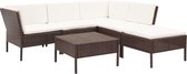 Medina 6-delige Loungeset met kussens poly rattan bruin