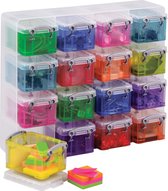 Really Useful Box opbergdozen - Transparant opbergboxen met deksel 0,14 liter - Geassorteerd 16 kleuren