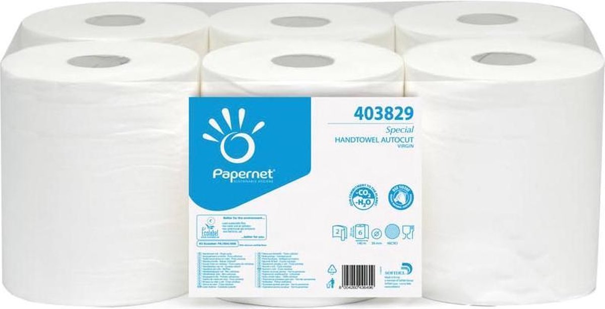Papernet handdoekrol Special, 2-laags, 140 meter, pak van 6 rollen