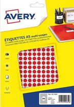 Etiket Avery A5 8mm rond - blister 2940st rood