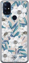 OnePlus Nord N10 5G hoesje siliconen - Bloemen / Floral blauw | OnePlus Nord N10 5G case | blauw | TPU backcover transparant