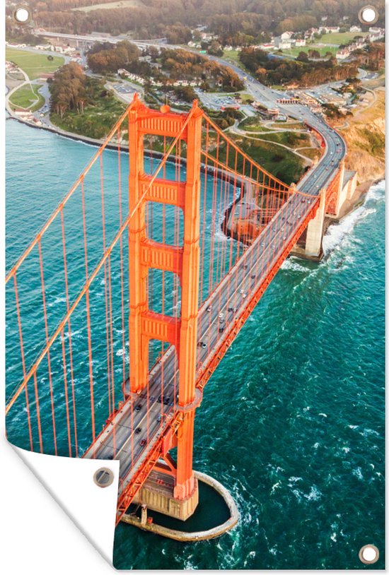 Tuindecoratie Golden Gate Bridge - Water - Amerika - 40x60 cm - Tuinposter