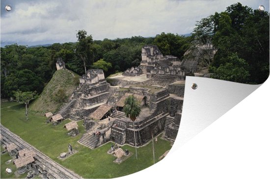Tuindecoratie Bovenaanzicht van de stad Tikal in Guatemala. - 60x40 cm - Tuinposter - Tuindoek - Buitenposter