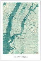 JUNIQE - Poster met kunststof lijst New York - vintage stadskaart