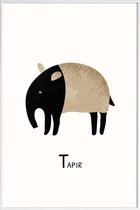 JUNIQE - Poster met kunststof lijst Tapir -13x18 /Grijs & Ivoor