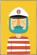 JUNIQE - Poster met kunststof lijst Ahoy Sailor -20x30 /Geel & Rood