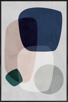 JUNIQE - Poster met kunststof lijst Graphic 190 -13x18 /Blauw & Grijs
