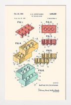 JUNIQE - Poster met houten lijst Legoblokje - Patentopdruk - Kleur