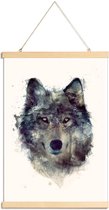 JUNIQE - Posterhanger Wolf illustratie -40x60 /Bruin & Ivoor