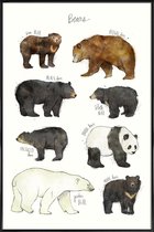 JUNIQE - Poster met kunststof lijst Beren illustratie -13x18 /Bruin &