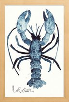 JUNIQE - Poster in houten lijst Lobster -40x60 /Blauw & Wit