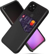 Google Pixel 4a 5G Luxe Hybride Backcover met Pasjeshouder + Glas Screenprotector _ Zwart