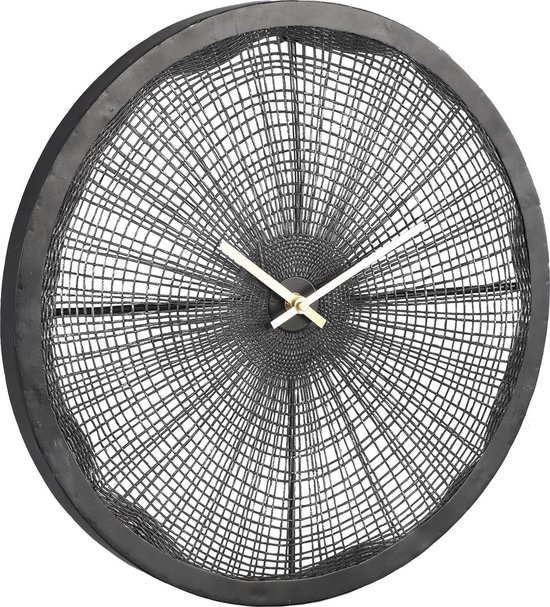 Klok Ronde PTMD Della - 38,5 x 4 x 38,5 cm - Métal - Zwart