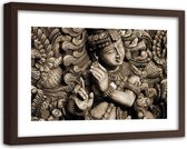 Foto in frame , Boeddha in een muur , 120x80cm , Bruin beige , Premium print