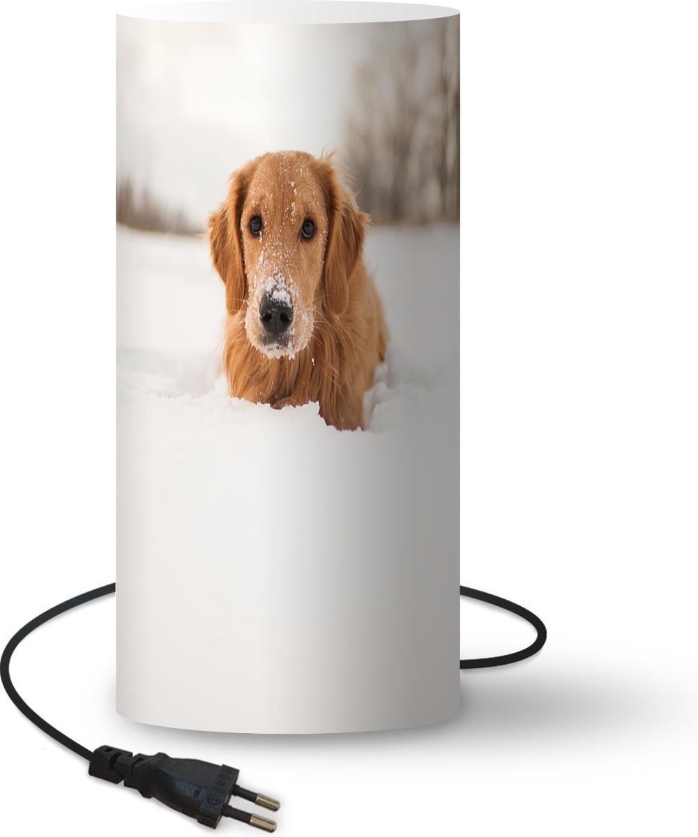 Lamp Hond in de sneeuw 54 cm hoog Ø25 cm Inclusief