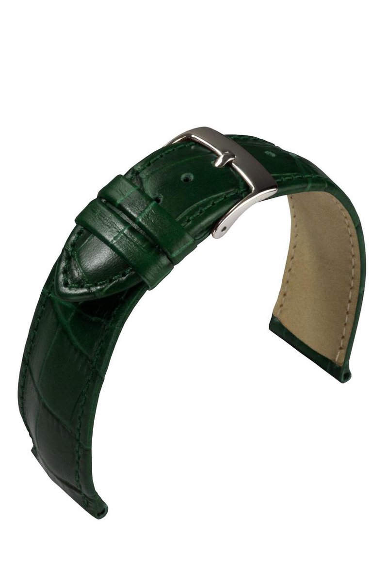 EULIT horlogeband - leer - 20 mm - groen - metalen gesp