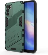 Voor OPPO Reno6 5G Punk Armor 2 in 1 PC + TPU schokbestendig hoesje met onzichtbare houder (groen)