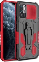 Voor Geschikt voor Xiaomi Redmi Note 10 5G Armor Warrior schokbestendige pc + TPU-beschermhoes (rood)