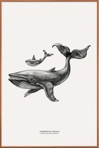 JUNIQE - Poster met kunststof lijst Humpback Whale -20x30 /Grijs &