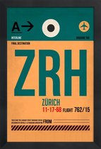JUNIQE - Poster in houten lijst Zurich -20x30 /Groen & Oranje