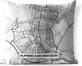 Buitenkussen - Stadskaart - Alphen aan den Rijn - Grijs - Wit - 45x45 cm - Weerbestendig - Plattegrond
