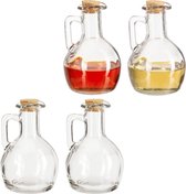 Relaxdays 4x olie en azijnstel glas - oliekannetje - olieflesje - oliekan - azijn