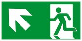 Nooduitgang bord pijl linksboven - plexiglas - E001 Zonder afstandhouders 150 x 75 mm