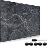 Navaris magneetbord - Magnetisch bord om op te schrijven - Memobord 60 x 40 cm - Met magneten en marker - Voor aan de muur - Zwart steen-design
