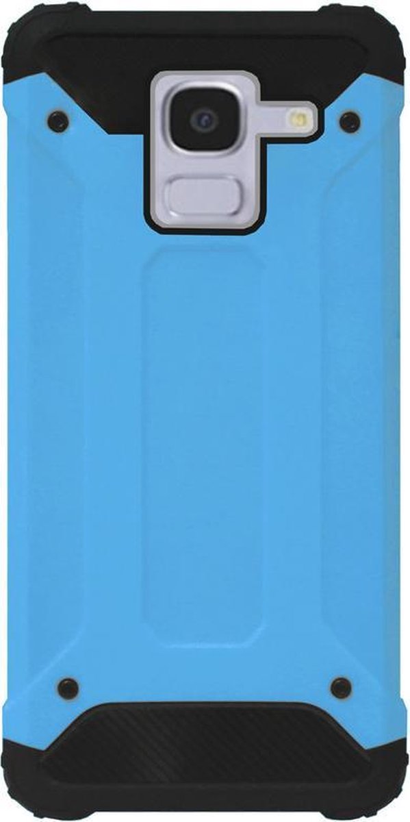 WLONS Rubber Kunststof Bumper Case Hoesje Geschikt Voor Samsung Galaxy J6 Plus (2018) - Blauw