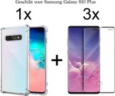 Samsung S10 Plus Hoesje - Samsung Galaxy S10 Plus hoesje shock proof case hoes hoesjes cover transparant - Full Cover - 3x Samsung S10 Plus screenprotector