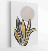 Earth tone boho foliage line art drawing with abstract shape. Abstract Plant Art design for print, cover, wallpaper, Minimal and natural wall art. 3 - Moderne schilderijen – Vertic