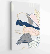 Golden and luxury pattern design with leaves line arts, Hand draw Organic shape design for wall framed prints, canvas prints, poster, home dec 4 - Moderne schilderijen – Vertical –