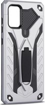Samsung Galaxy A51 Hoesje - Mobigear - Armor Stand Serie - Hard Kunststof Backcover - Zilver - Hoesje Geschikt Voor Samsung Galaxy A51