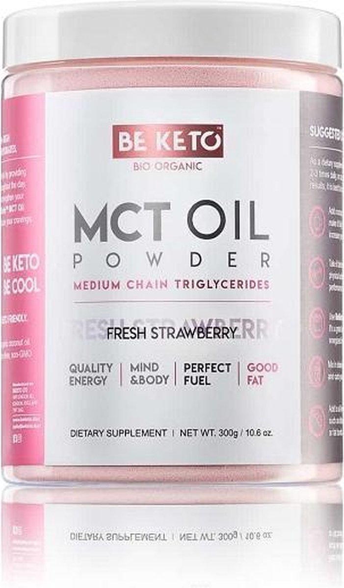 Goedkoopste Be Keto | MCT Oil Powder | Fresh Strawberry | 1 x 300 gram