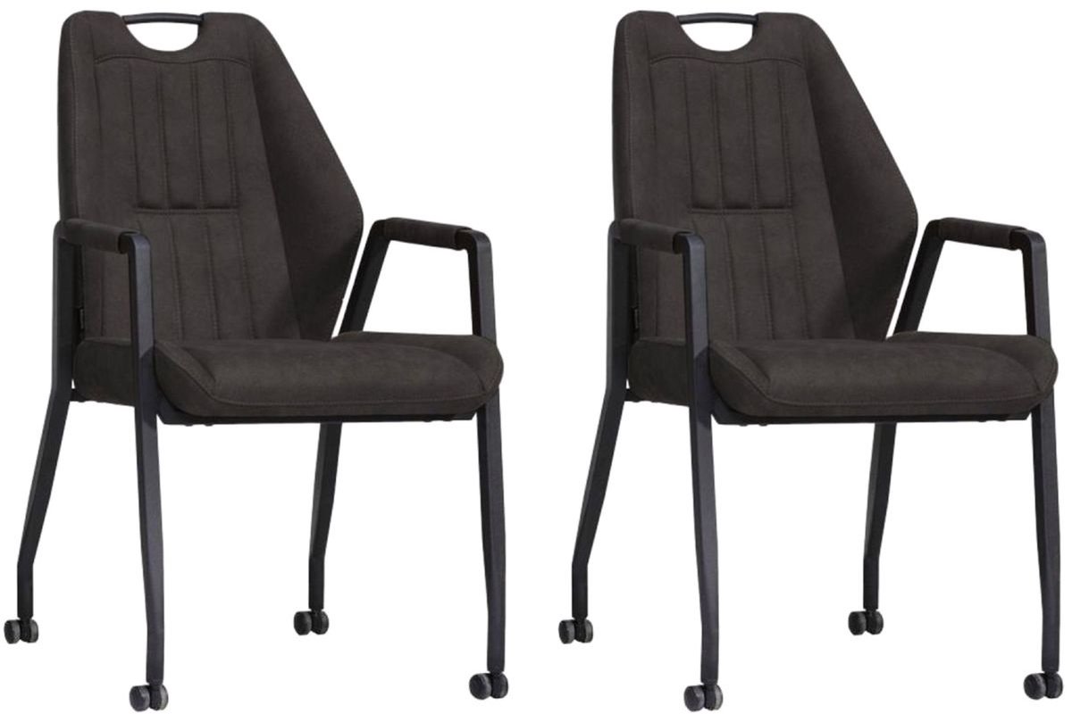 Stoel Axa met wielen - Antraciet - set van 2 stuks