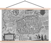Plan de ville historique en Zwart et blanc de la Hollande-Septentrionale Haarlem plaque d'école à lattes plates vierge - Plan 150x100 cm - Tirage photo sur affiche textielposter (décoration murale salon / chambre)