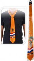 Oranje stropdas met leeuw voor volwassenen - Holland/Nederland supporter - Verkleedaccessoires stropdassen