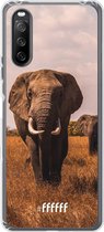 6F hoesje - geschikt voor Sony Xperia 10 III -  Transparant TPU Case - Elephants #ffffff