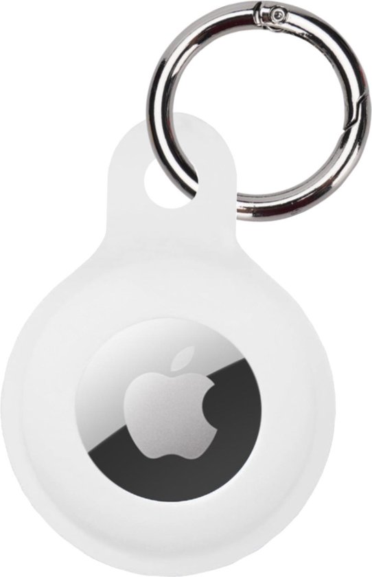 Hoesje Geschikt voor Apple AirTag Sleutelhanger Hoesje Siliconen Hanger - Hoesje Geschikt voor Apple AirTag Hanger Sleutelhanger Hoesje - Wit