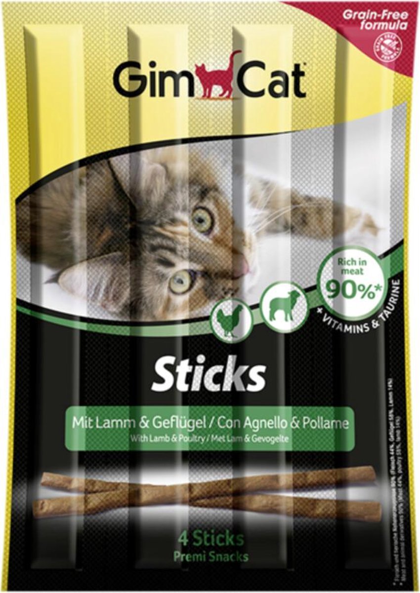 GimCat Sticks Lam - Gevogelte - 24x4 stuks - Voordeelverpakking