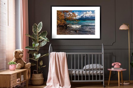 Cadre photo avec affiche - Lac Pehoe dans le parc national Torres del Paine au Chili - 120x80 cm - Cadre pour affiche