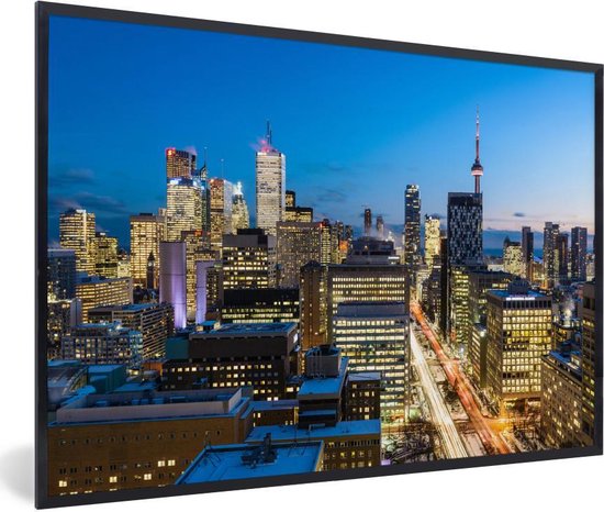 Fotolijst incl. Poster - De stad Toronto vlak na zonsondergang - 120x80 cm - Posterlijst