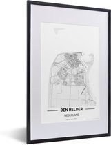 Fotolijst incl. Poster - Stadskaart Den Helder - 40x60 cm - Posterlijst - Plattegrond