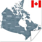 Illustration du Canada en gris avec l'affiche drapeau 160x120 cm - Tirage photo sur Poster (décoration murale salon / chambre) XXL / Groot format!