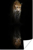 Poster Luipaard - Reflectie - Zwart - 80x120 cm