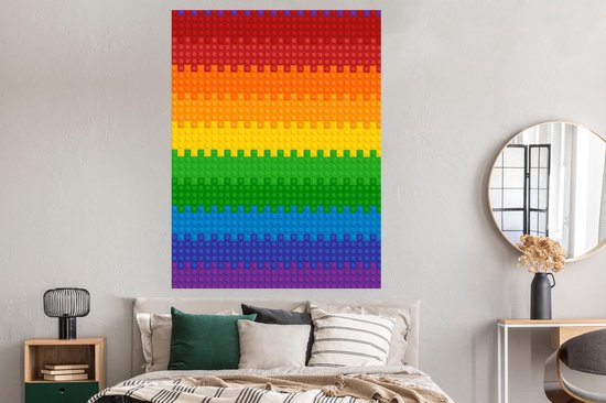 Plancher Lego aux couleurs de l'arc-en-ciel 120x160 cm XXL / Groot format!