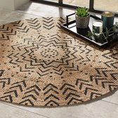 Natuurlijke jute ronde tapijt 120cm - gedrukt patroon