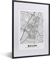 Fotolijst incl. Poster - Stadskaart - Beilen - Grijs - Wit - 30x40 cm - Posterlijst - Plattegrond
