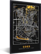 Affiche avec cadre Carte - Goes - Or - Zwart - 40x60 cm